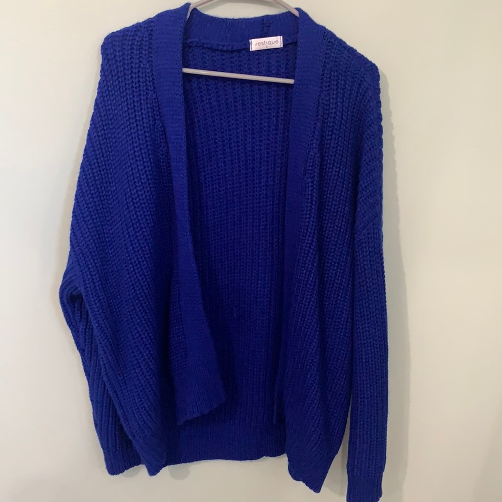 Vestique bright blue chunky cardigan